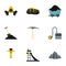 Miner equipment icons set, flat style