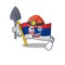 Miner flag serbia mascot shaped on cartoon
