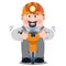 Miner, handyman, builder. A man in work clothes with a drill