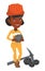 Miner holding coal in hands vector illustration.