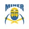 Miner logo. Mener logo Bitcoin Crypto Currencies. Worker with pi