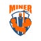 Miner logo. Mining Bitcoin Crypto Currencies. Worker with pickax
