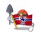 Miner norway flag is flown on character pole