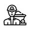 Miner worker line icon vector illustration flat