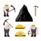 Miner worker mining set. collier with pickaxe. Pitman is at work