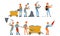 Miner Workers Standing in Different Poses Vector Set