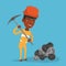 Miner working with pickaxe vector illustration.