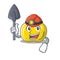 Miner yellow apple isolated with the mascot