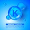 Mineral blue shining pill capsule icon. K Kalium Vector. Mineral Blue Pill Icon. Vitamin Capsule Pill K Kalium Icon. Substance For