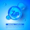 Mineral blue shining pill capsule icon. Zn Zink Vector. Mineral Blue Pill Icon. Vitamin Capsule Pill Zn Zink Icon. Substance For