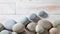 Mineral border of pebbles for mindfulness or spirituality, flat lay