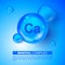 Mineral Ca Calcium blue shining pill capsule icon. Ca Calcium Vector. Mineral Blue Pill Icon. Vitamin Capsule Pill Icon. Substance