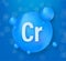 Mineral Cr Chromium blue shining pill capsule icon. Substance For Beauty. Chromium Mineral Complex.