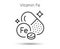 Mineral Fe line icon. Iron capsule sign. Multivitamin pill symbol. Vector illustration