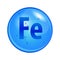 Mineral Ferrum or iron Fe capsule. Vector icon for health.