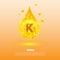 Mineral K. Potassium. Kalium. Mineral Vitamin complex. Golden drop and golden balls. Health concept. K Potassium