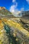 A mineral-laden creek leading away from the crater lake, White Island volcano, NZ