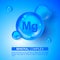 Mineral Mg Magnesium blue shining pill capsule icon. Mineral Mg Magnesium sign. Mineral Vitamin complex. Mineral Mg Magnesium