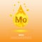 Mineral Mo. Molybdenum. Mineral Vitamin complex. Golden drop and golden balls. Health concept. Mo Molybdenum