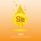 Mineral Se. Selenium. Mineral Vitamin complex. Golden drop and golden balls. Health concept. Se Selenium