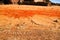 Mineral sediments in a dry lake of an old abandoned mine