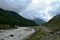 Mineral water, Baspa river in full flow in Himachal Pradesh, India