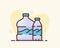 Mineral water purity mountains packaging gallon bottle with flat style