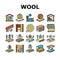 Mineral Wool Material Collection Icons Set Vector