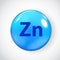 Mineral Zn Zink blue shiny pill capsule icon. Vector Illustration