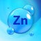 Mineral Zn Zink blue shiny pill capsule icon. Vector Illustration