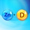 Mineral Zn Zink blue shiny pill capsule icon Vitamin D. Vector Illustration