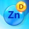 Mineral Zn Zink blue shiny pill capsule icon Vitamin D. Vector Illustration