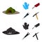 Minerals, explosives, jackhammer, pickaxe.Mining industry set collection icons in cartoon,black style vector symbol