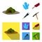 Minerals, explosives, jackhammer, pickaxe.Mining industry set collection icons in cartoon,flat style vector symbol stock