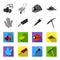 Minerals, explosives, jackhammer, pickaxe.Mining industry set collection icons in monochrome,flat style vector symbol