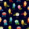 Minerals superhero characters seamless pattern