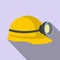 Miners helmet with lamp flat icon