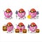 miners pink cupid love arrow cute mascot character wearing helmet