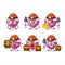 miners pink love gift box cute mascot character wearing helmet