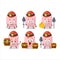 miners pink sticky note cute mascot character wearing helmet