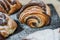 Mini apple roses puff pastry with icing sugar