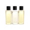 Mini bottles with cosmetic products on white. Hotel amenities