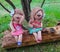 Mini boy and girl statuary