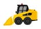 Mini bulldozer, skid loader vector isolated on white background. Digger illustration. Excavator dozer for land. Under construction