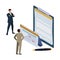 mini business people with clipboard and set office icons