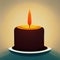 Mini cake with a burning candle. Holiday greeting card. AI-generated