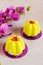 Mini cakes with yellow glaze