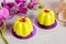 Mini cakes with yellow glaze