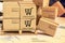 Mini cardboard boxes grouping of financial investment products on wood pallet. Ideas for assembling a portfolio of assets which