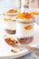 Mini cheesecake with apricots in two cups